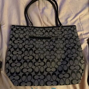 Coach Black and Gray Signature Tote
